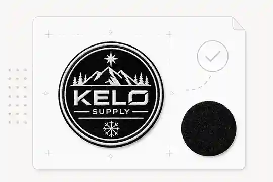 Reviewing and approving the finished custom embroidered patch sample before bulk production