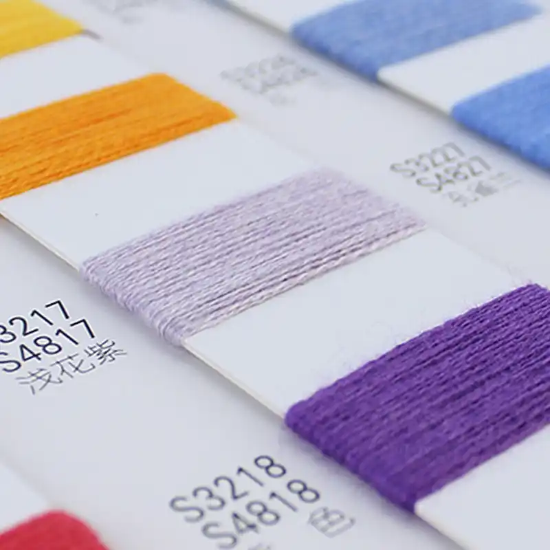Standard embroidery thread color samples used for custom embroidered patches and badge production.